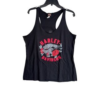 Harley-Davidson Women’s Black Racerback Tank Top with Red & Gray Graphics XL